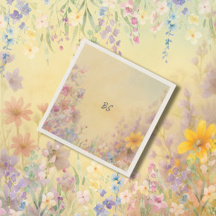 Pastel Wildflower Meadow Barn Wedding  Napkin