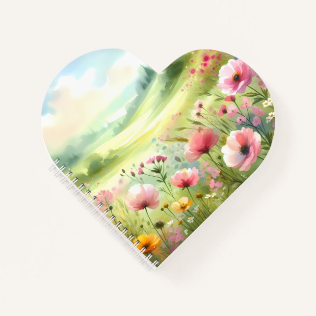 Pastel Wildflower Meadow Landscape Notebook (Front)