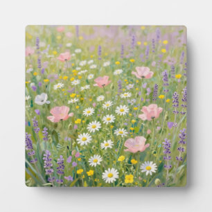 Pastel Wildflower Meadow Painting Plaque