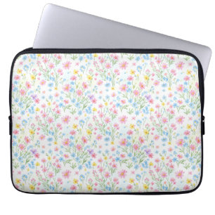 Pastel Wildflower Meadow Pattern Laptop Sleeve