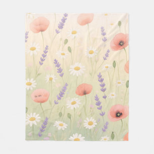 Pastel Wildflower Meadow Soft Bloom Fleece Blanket