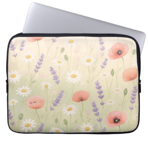 Pastel Wildflower Meadow Soft Bloom Laptop Sleeve