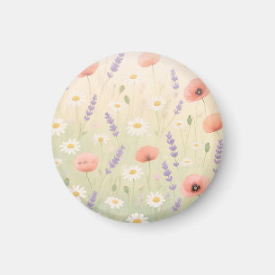 Pastel Wildflower Meadow Soft Bloom Magnet