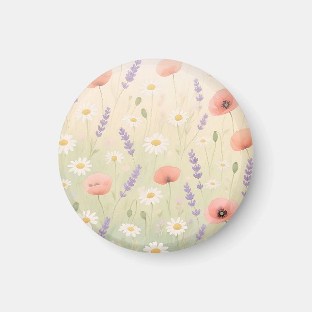 Pastel Wildflower Meadow Soft Bloom Magnet (Front)