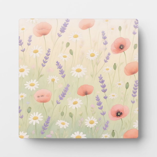 Pastel Wildflower Meadow Soft Bloom Plaque (Front)