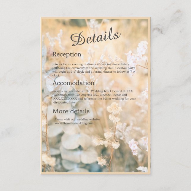 Pastel Wildflower Meadow Wedding Enclosure Card (Front)