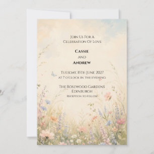 Pastel Wildflower Meadow Wedding Invitation