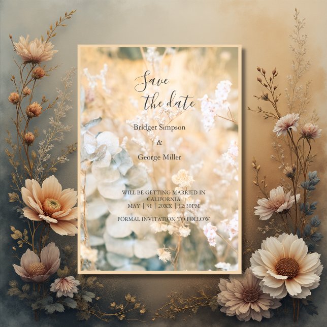 Pastel Wildflower Meadow Wedding safe the date Invitation (Creator Uploaded)