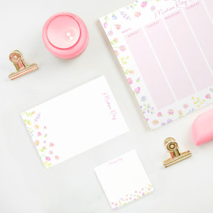 Pastel Wildflower Personalized Pink Post-It Notes