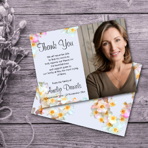 Pastel Wildflower Photo In Memory Thank You Card