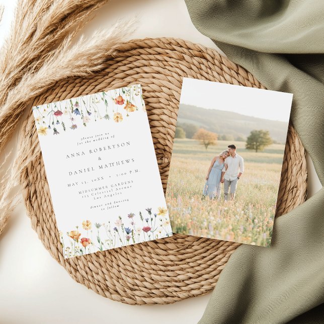 Pastel Wildflower Photo Wedding Invitation (Creator Uploaded)