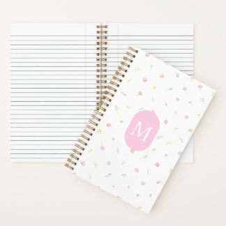 Pastel Wildflower Pink Monogram Journal Notebook