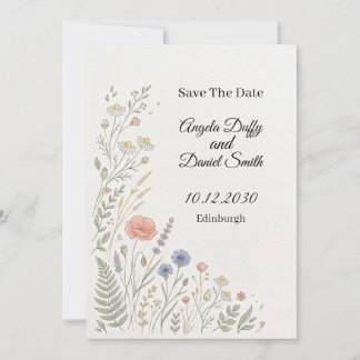 Pastel Wildflower Save the Date Card