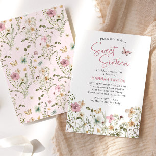 Pastel Wildflower Spring Sweet 16 Invitation