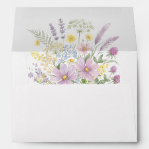 Pastel Wildflower Watercolor Floral Garden Wedding Envelope