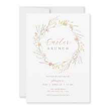 Pastel Wildflower Wreath Easter Brunch Invitation
