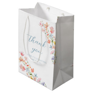 Pastel Wildflower Wreath Wedding Gift Paper Bag
