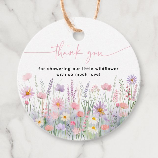 Pastel Wildflowers Baby Shower Favour Tags (Front)