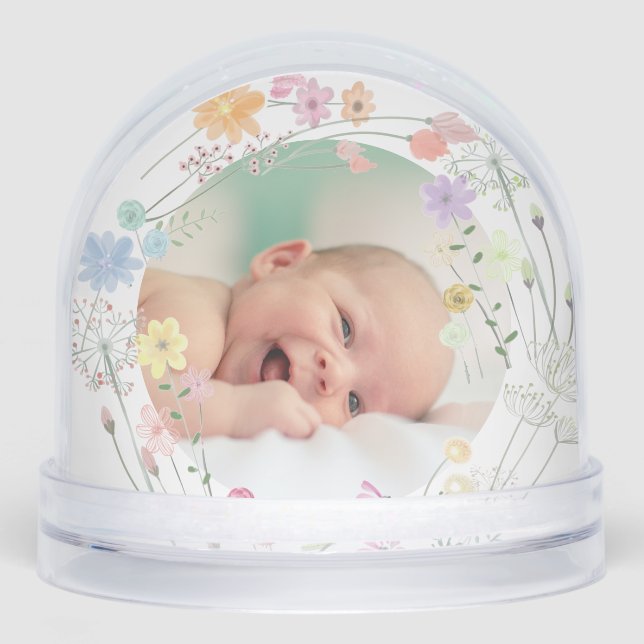pastel wildflowers Baptism thank you  Snowglobe (Front)