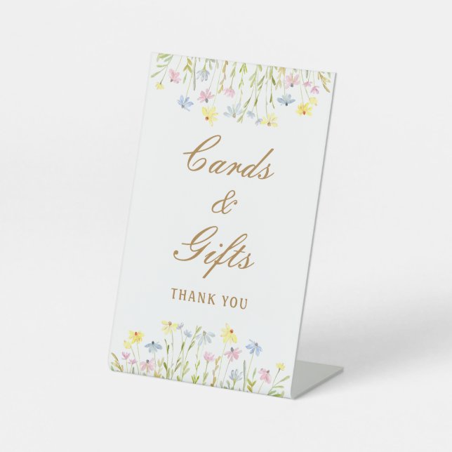 Pastel Wildflowers Cards & Gifts Pedestal Sign (Front)