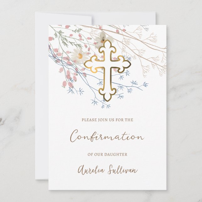 Pastel Wildflowers Confirmation Invitation (Front)