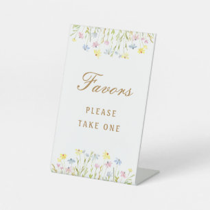 Pastel Wildflowers Favours Pedestal Sign