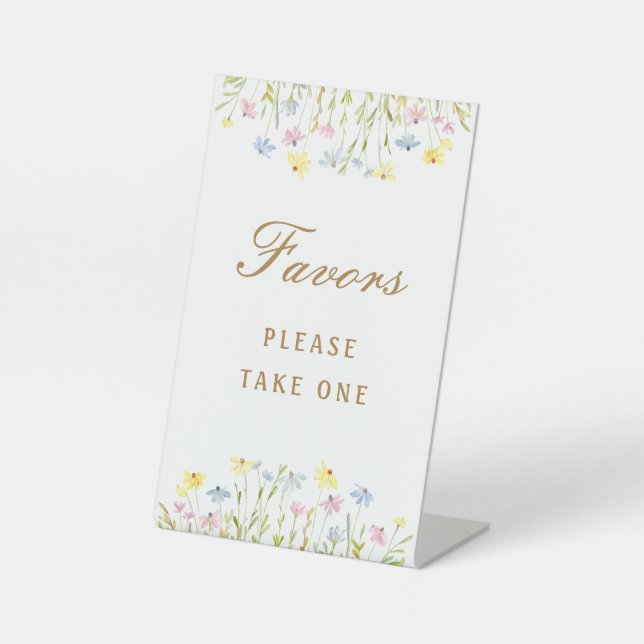 Pastel Wildflowers Favours Pedestal Sign (Front)