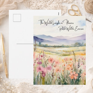 Pastel Wildflowers Laugh in Flowers Watercolor Holiday Postcard