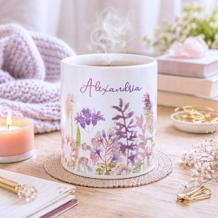 Pastel Wildflowers Monogram Coffee Mug