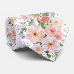 Pastel wildflowers neck tie