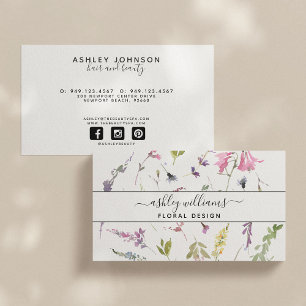 Pastel Wildflowers Script Business Card