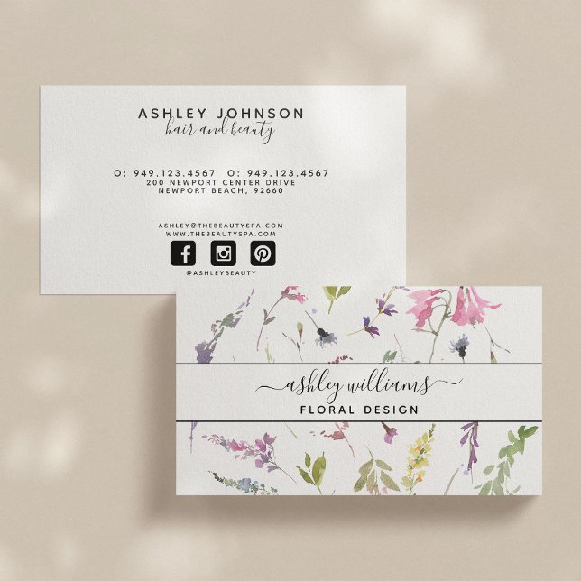 Pastel Wildflowers Script Business Card (Creator Uploaded)