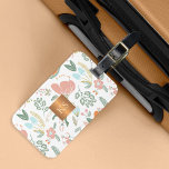 Pastel wildflowers with metallic copper monogram luggage tag<br><div class="desc">Trendy classy glamourous and feminine pastel blush pink, sage green and dusty orange peach wildflowers, leaves and berries pattern making an elegant luggage tag with a faux metallic gold copper monogrammed geometric square for business women | makeup artist | hairstylist | fashion stylist | home interior decorator | designer |...</div>