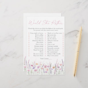 Pastel Wildflowers Would She Rather Bridal Game