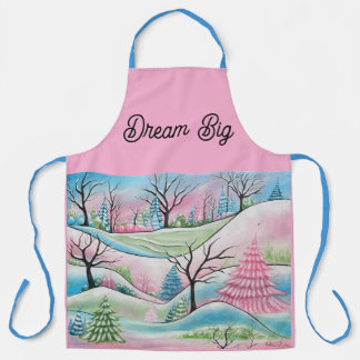 Pastel Winter Forest Whimsical Art Apron