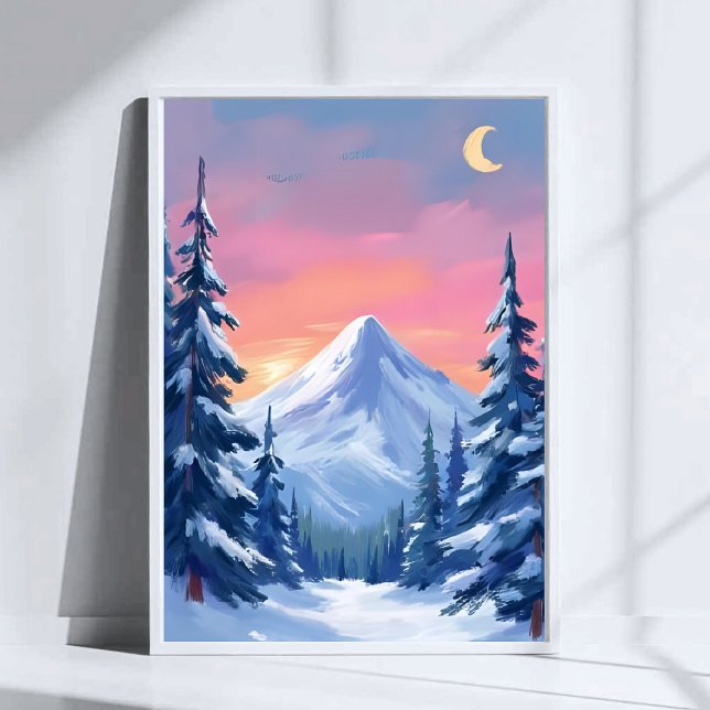 Pastel Winter Mountain Watercolor Landscape Poster (Creator Uploaded)