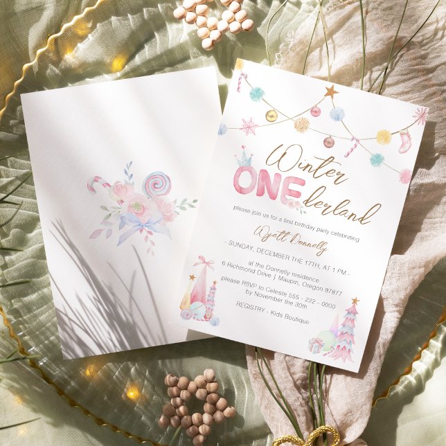 Pastel Winter Onederland First Birthday Party Invitation (Creator Uploaded)