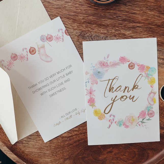 Pastel Winter Wonderland Baby Shower Thank You Card (Creator Uploaded)