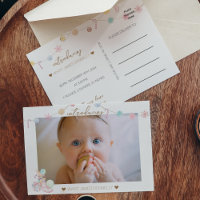 Pastel Winter Wonderland Photo Birth Announcement
