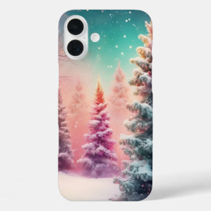  Pastel Winter Wonderland with Snow-Covered Trees iPhone 16 Plus Case