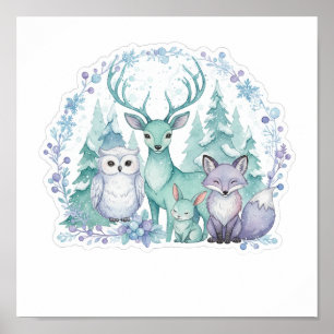 Pastel Winter Woodland Nursery Art Print
