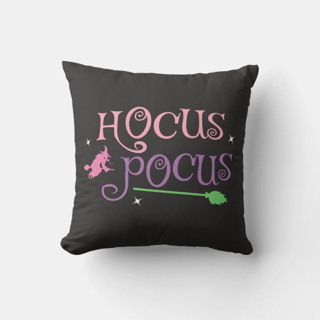 Pastel Witch Hocus Pocus Halloween Broomstick Cushion (Front)