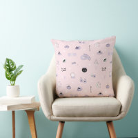 Pastel Witchy Pattern Spooky Cute Throw Pillow