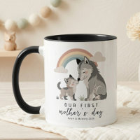 Pastel Wolf Mum and Pup First Mother’s Day Rainbow