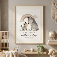 Pastel Wolf Mum Pup First Mother’s Day Nursery 