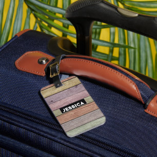 Pastel Wood Plank Luggage Tag