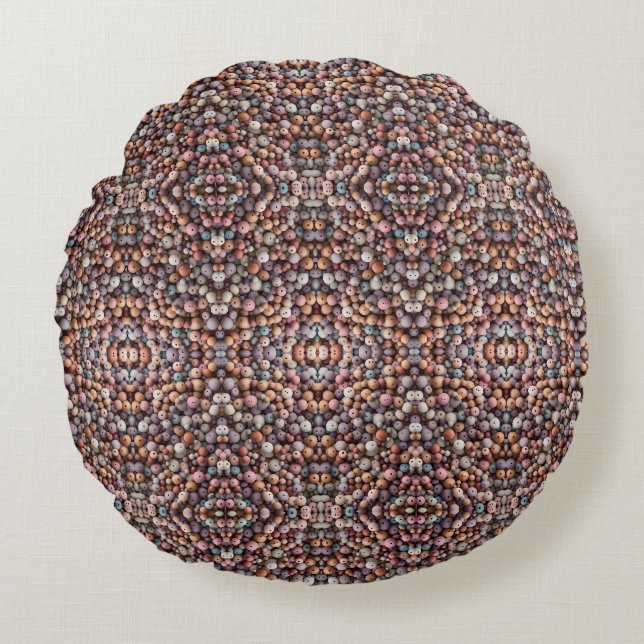Pastel Wooden Beads Blanket Round Cushion (Front)