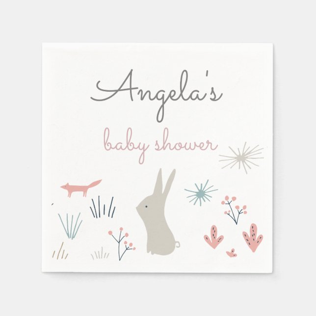 Pastel Woodland | Baby Shower Paper Napkin (Front)