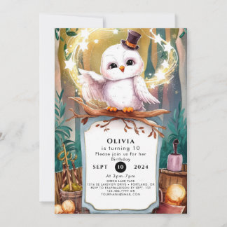 Pastel Woodland Owl Birthday  Invitation