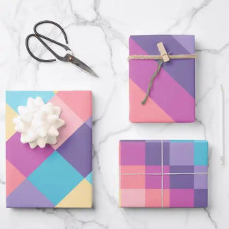 Pastel Wrapping Paper Flat Sheet Set of 3